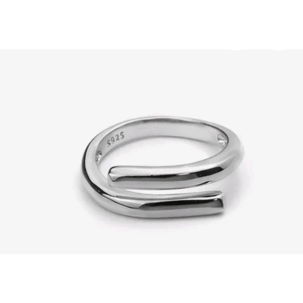 Unisex Solid Wrap 925 Sterling Silver Band Ring, Adjustable‎